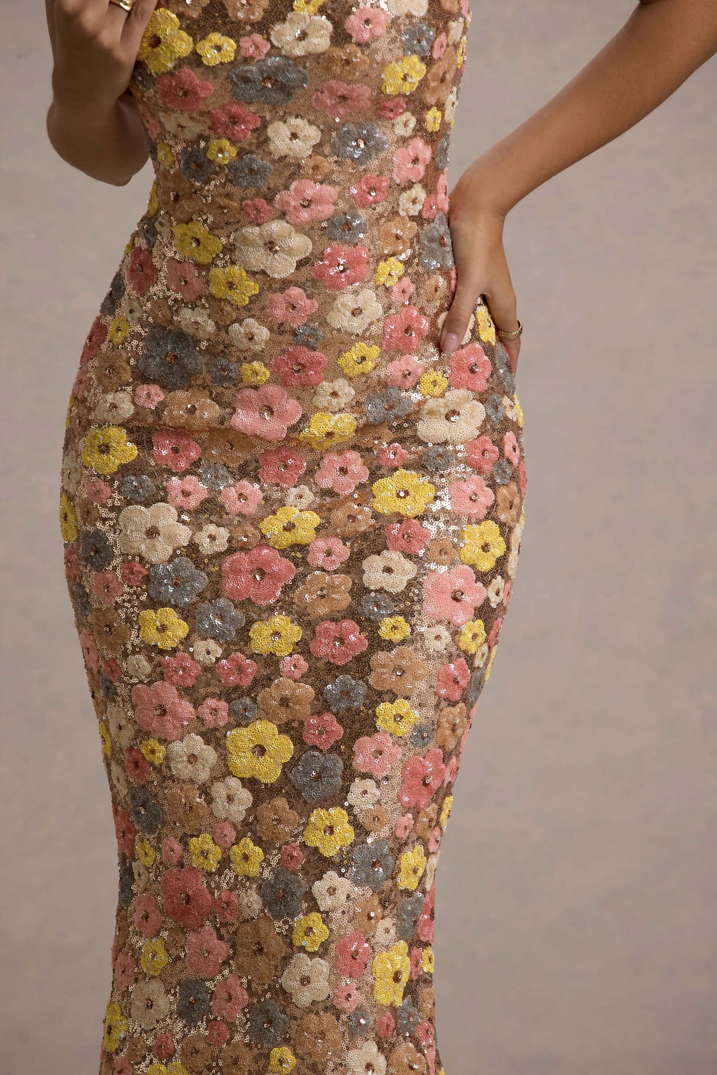 SELVIANA - Floral Maxi Dress with Sequins