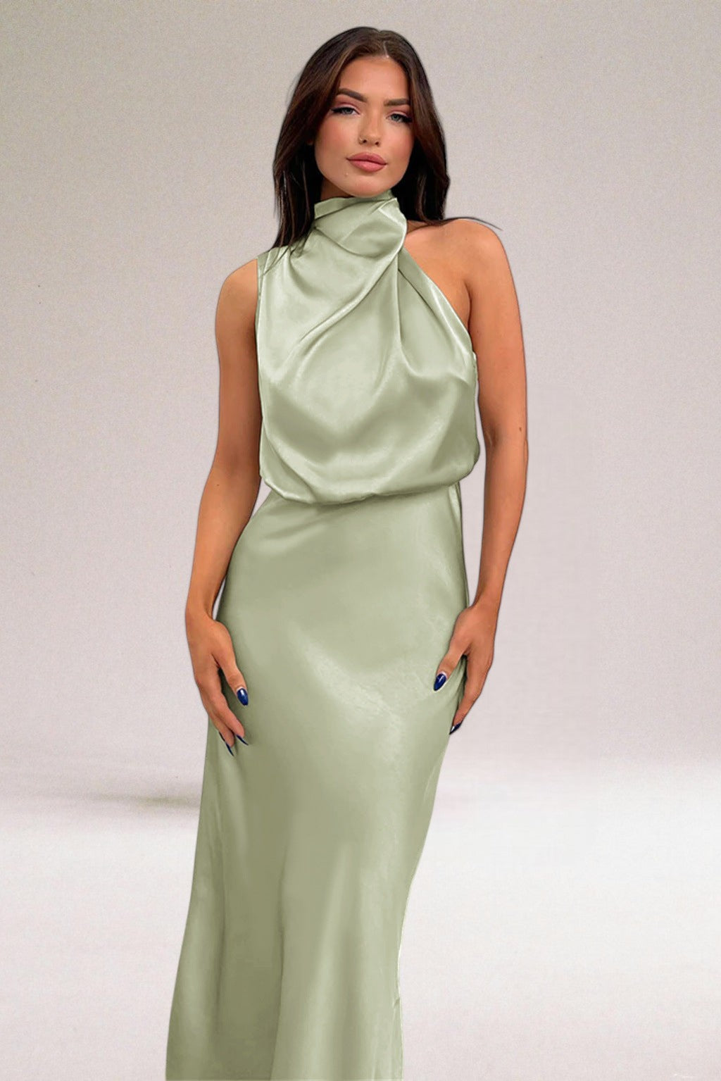 Flavia | Glamorous Satin Halter Dress