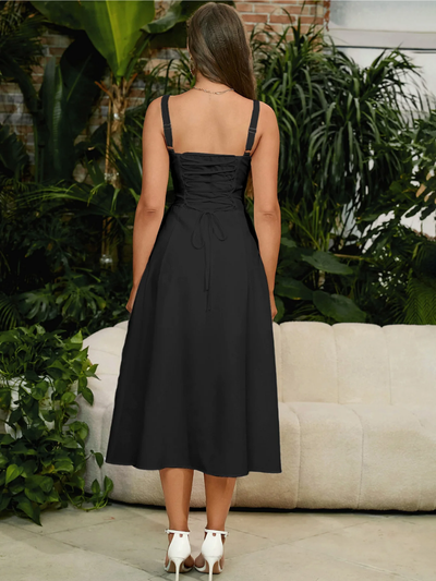 Claudia - Ruched Bust Split Thigh Cami Dress
