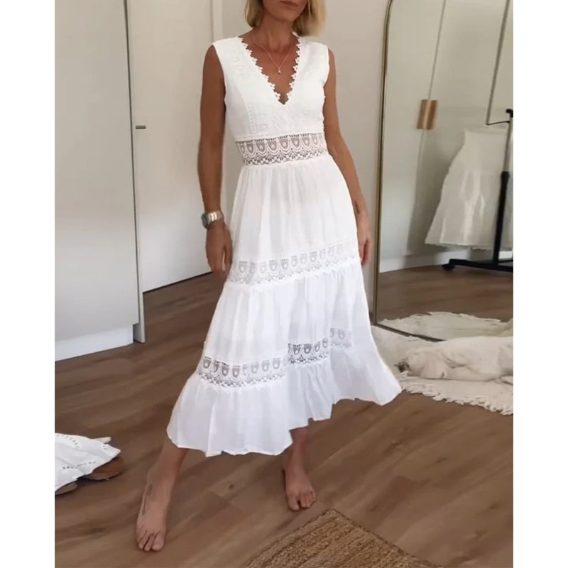 Charlotte - Handcrafted lace dress with V-neckline