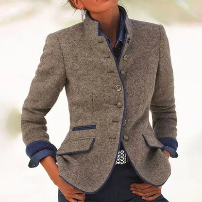 Elegant stand-up collar cardigan