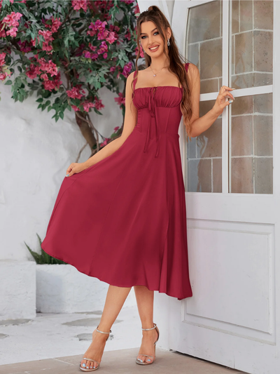 Claudia - Ruched Bust Split Thigh Cami Dress
