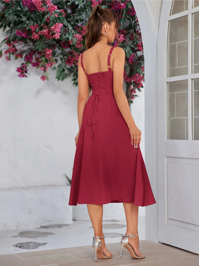 Claudia - Ruched Bust Split Thigh Cami Dress