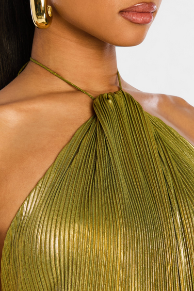 Lorette | Metallic dress with open back