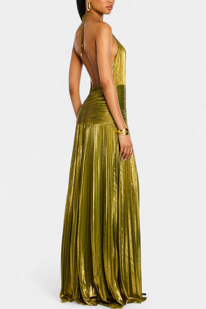 Lorette | Metallic dress with open back