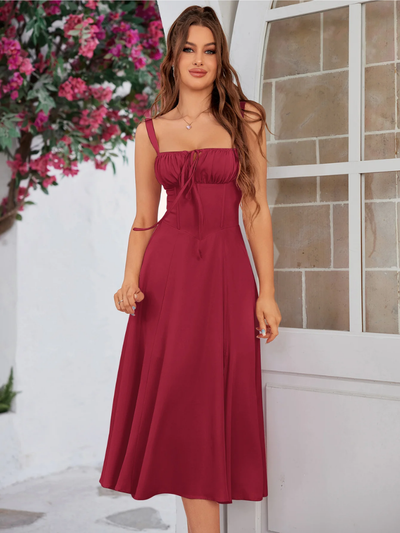 Claudia - Ruched Bust Split Thigh Cami Dress