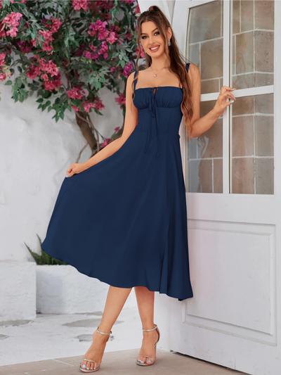 Claudia - Ruched Bust Split Thigh Cami Dress