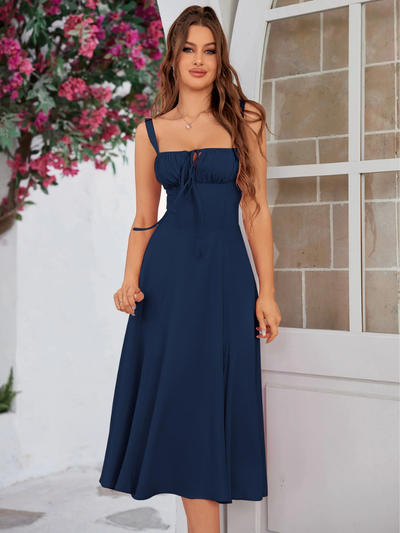 Claudia - Ruched Bust Split Thigh Cami Dress