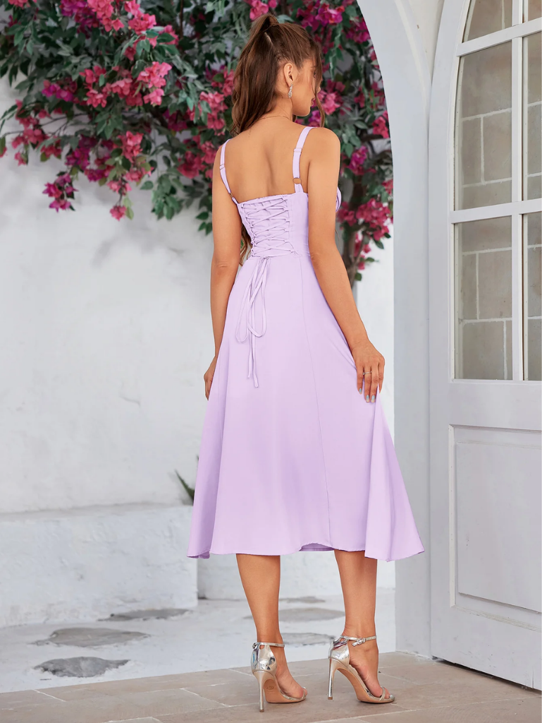 Claudia - Ruched Bust Split Thigh Cami Dress