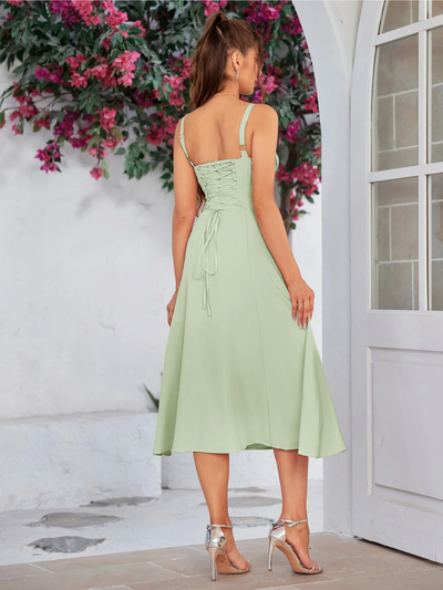 Claudia - Ruched Bust Split Thigh Cami Dress