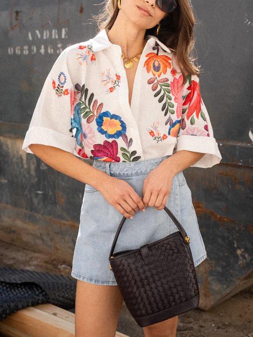 Carla - Floral Print Short-Sleeved Shirt