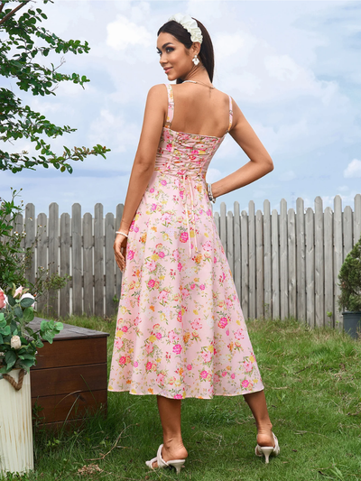 Claudia - Ruched Bust Split Thigh Cami Dress