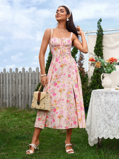 Claudia - Ruched Bust Split Thigh Cami Dress