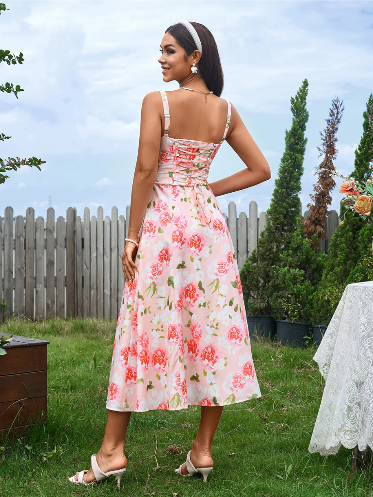 Claudia - Ruched Bust Split Thigh Cami Dress