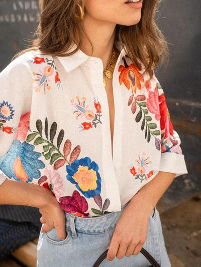 Carla - Floral Print Short-Sleeved Shirt