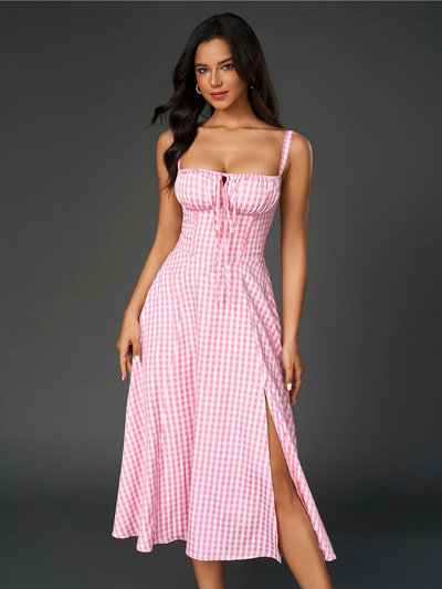 Claudia - Ruched Bust Split Thigh Cami Dress