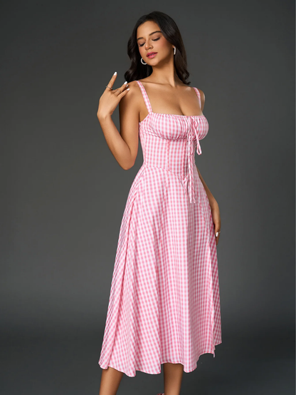 Claudia - Ruched Bust Split Thigh Cami Dress