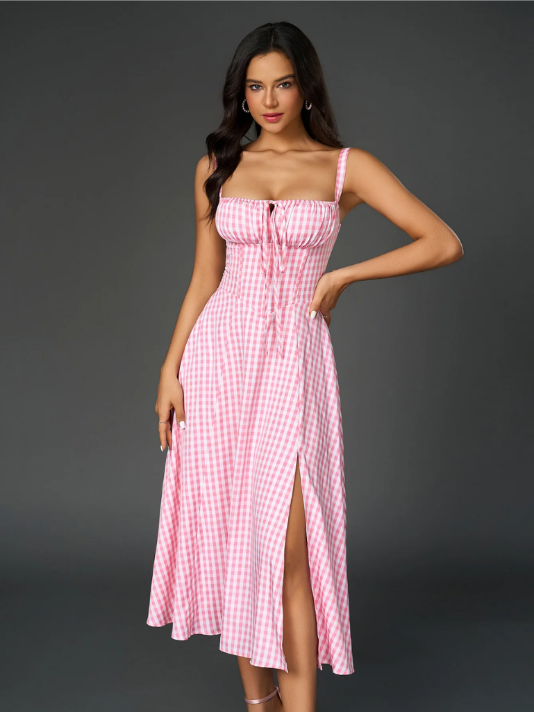Claudia - Ruched Bust Split Thigh Cami Dress