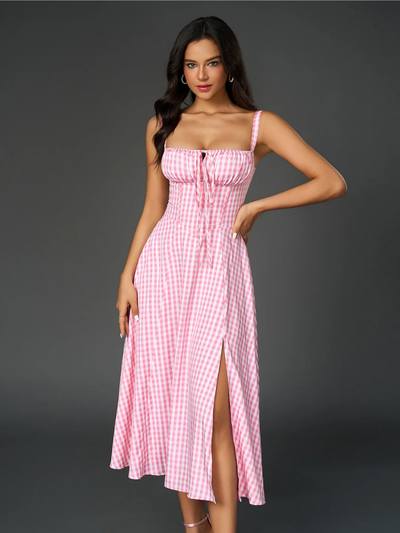 Claudia - Ruched Bust Split Thigh Cami Dress