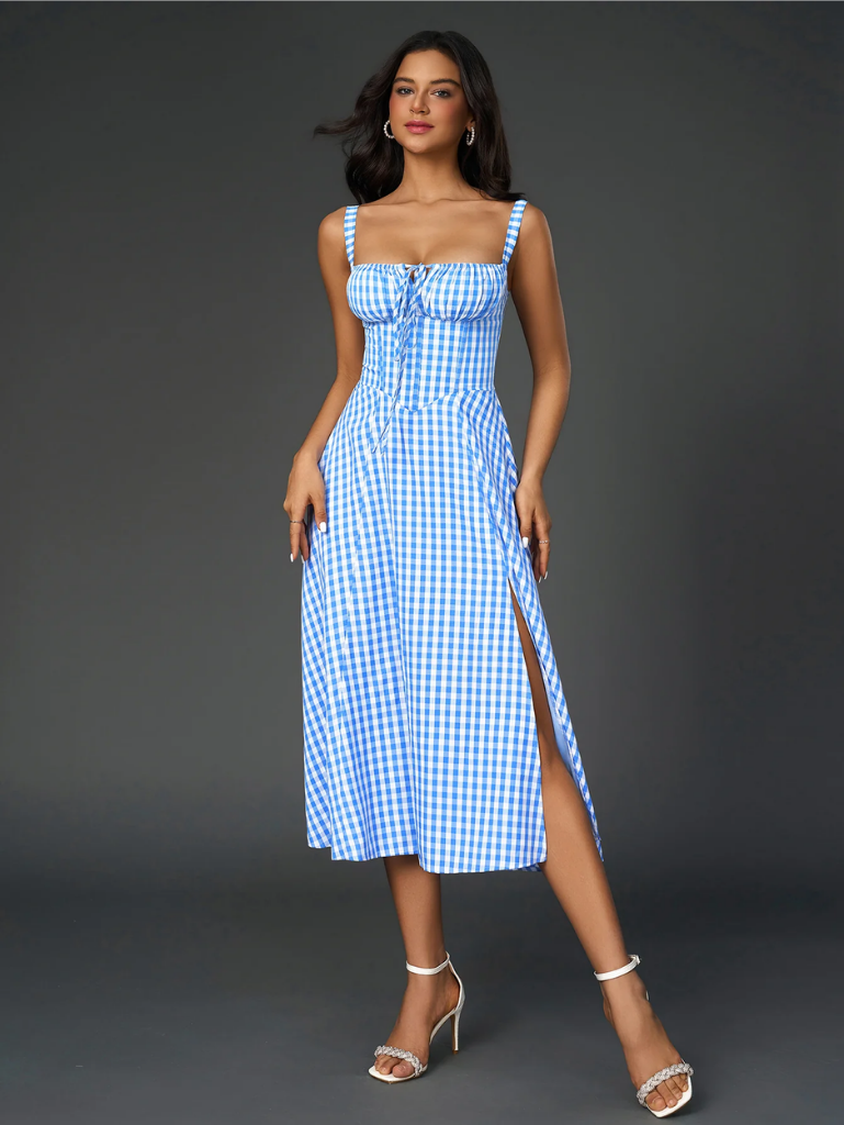 Claudia - Ruched Bust Split Thigh Cami Dress