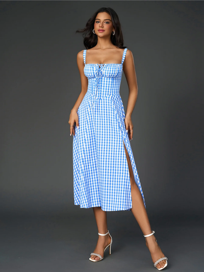 Claudia - Ruched Bust Split Thigh Cami Dress