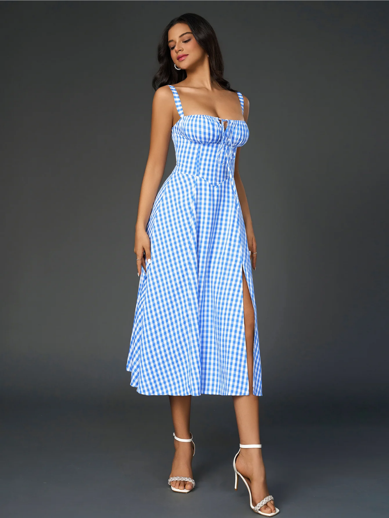 Claudia - Ruched Bust Split Thigh Cami Dress