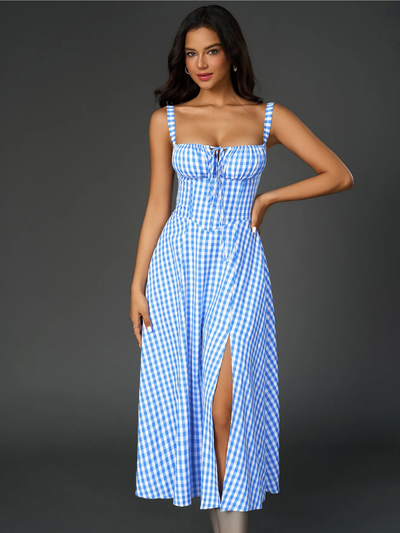 Claudia - Ruched Bust Split Thigh Cami Dress
