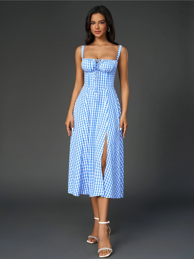 Claudia - Ruched Bust Split Thigh Cami Dress