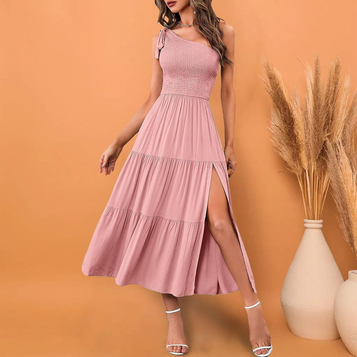 Jess – One-Shoulder Boho Cotton Midi Dress