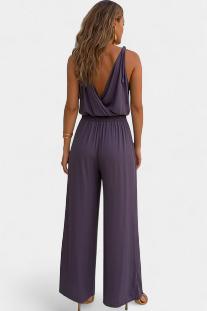Donatila - One Piece Jumpsuit with Gold Details and Open Leg