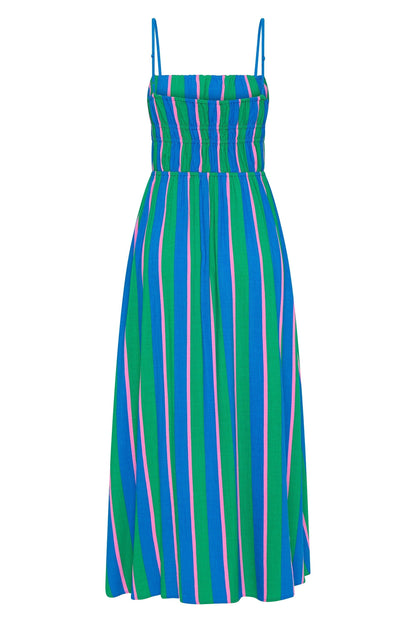 Gigi – Striped Midi Dress with Elasticated Bodice and Pockets