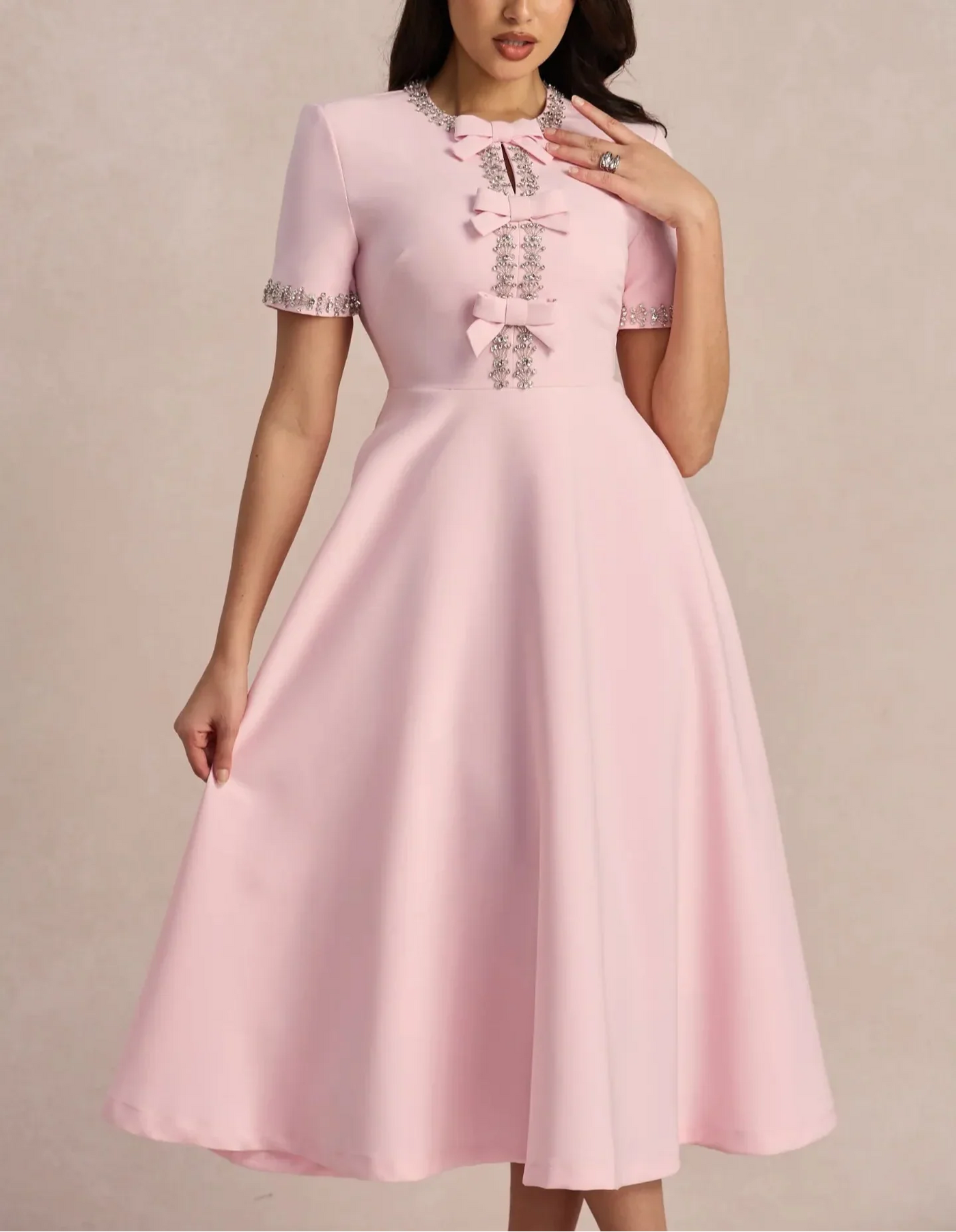 Raffaella™ | A-Line Dress with Bows and Beads