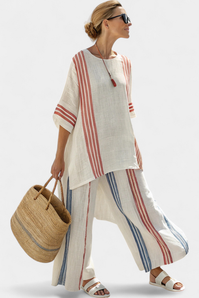 Mirthe | Airy two-piece set with stripes and an oversized fit