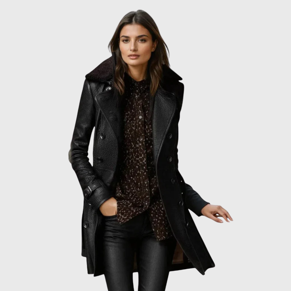 Elegant 3/4 Leather Coat