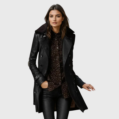 Elegant 3/4 Leather Coat