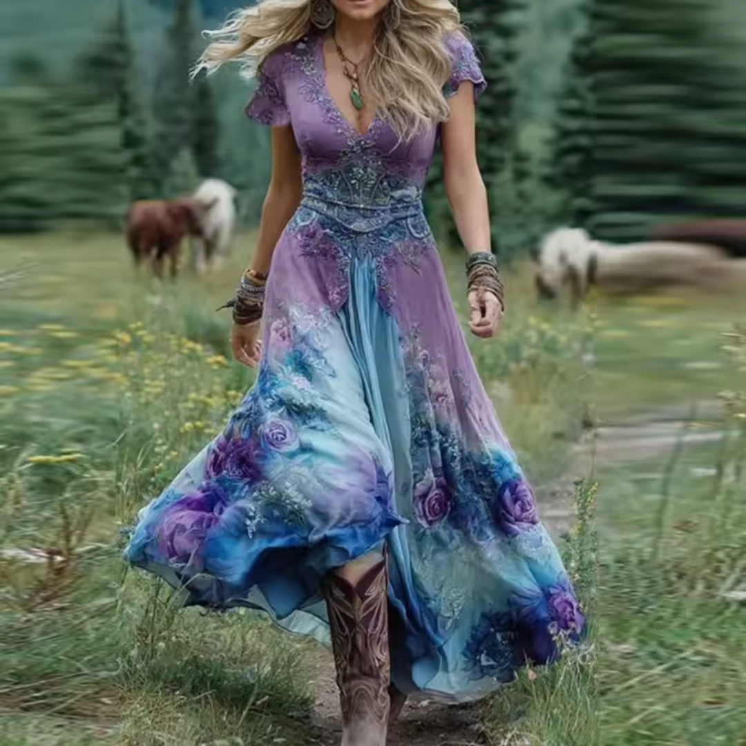 Celestine | Flowing, tailored floral dress