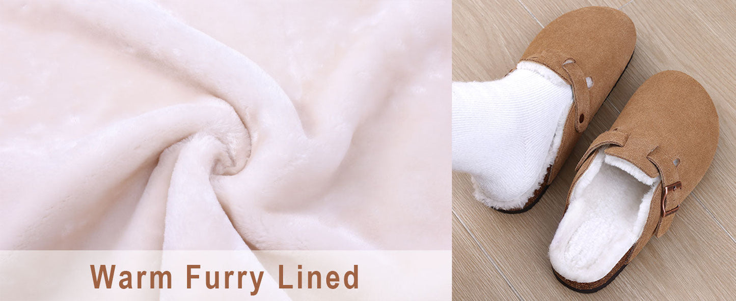 Kidmi - Unisex Suede Clogs with Fleece Lining