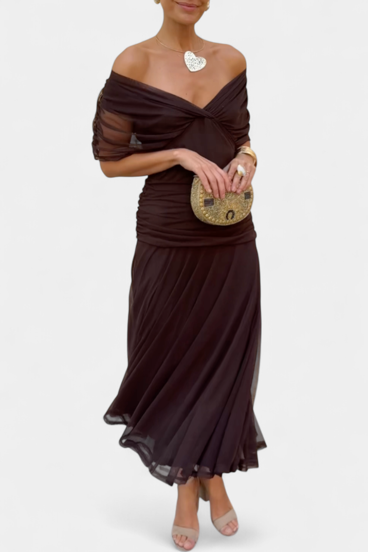 Alondra - Long Dress with Floral Print and V-Neckline