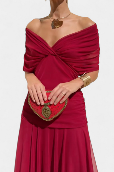 Alondra - Long Dress with Floral Print and V-Neckline