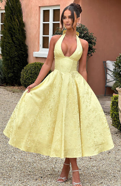 Esmeralda | Halter Sleeveless Midi Dress