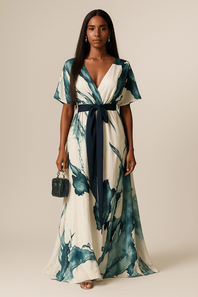 Nayla™ | Watercolor Print Maxi Dress