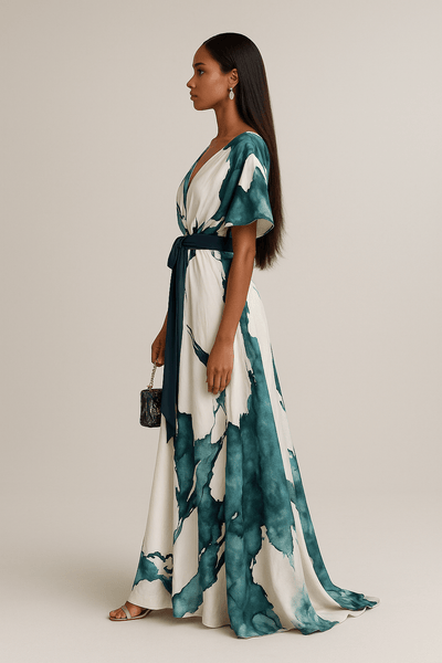 Nayla™ | Watercolor Print Maxi Dress