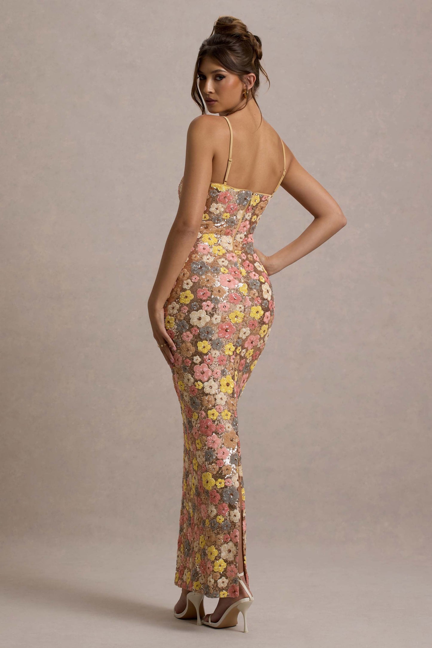 SELVIANA - Floral Maxi Dress with Sequins