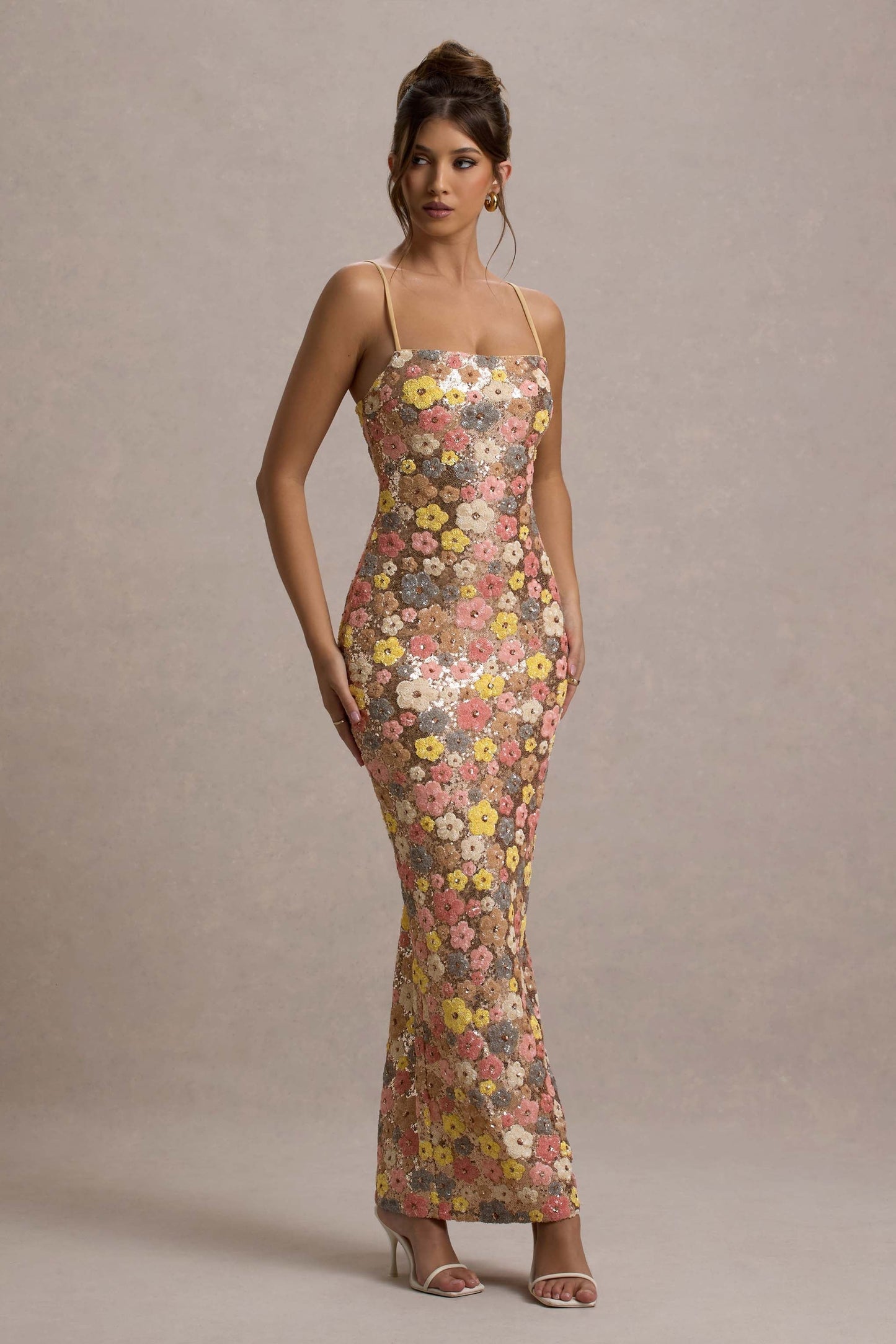 SELVIANA - Floral Maxi Dress with Sequins