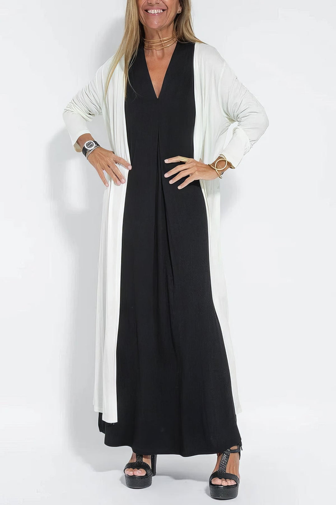 Ava | Elegant long dress + cardigan