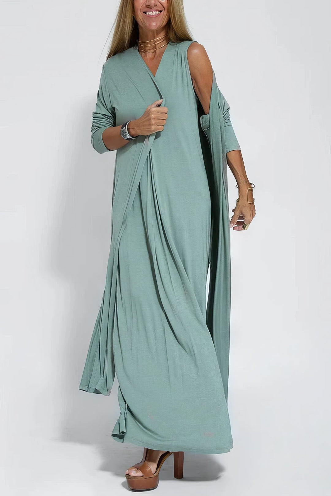Ava™ | Elegant long dress + cardigan
