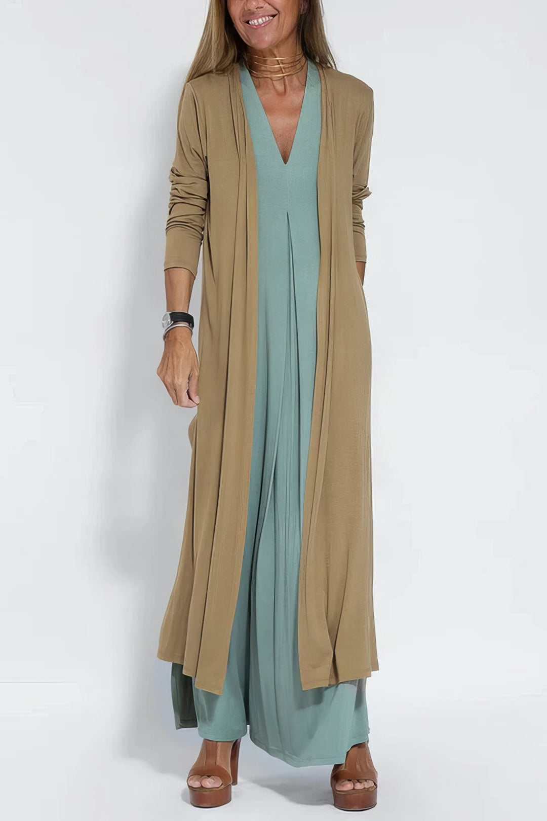 Ava™ | Elegant long dress + cardigan
